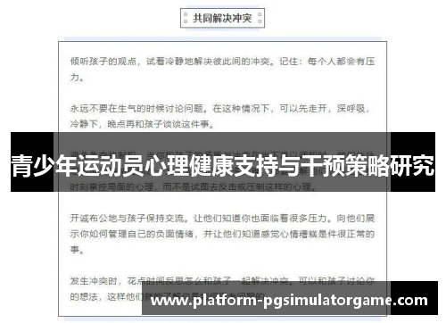 青少年运动员心理健康支持与干预策略研究