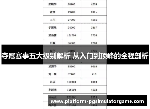 夺冠赛事五大级别解析 从入门到顶峰的全程剖析