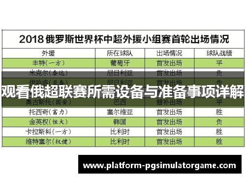 观看俄超联赛所需设备与准备事项详解